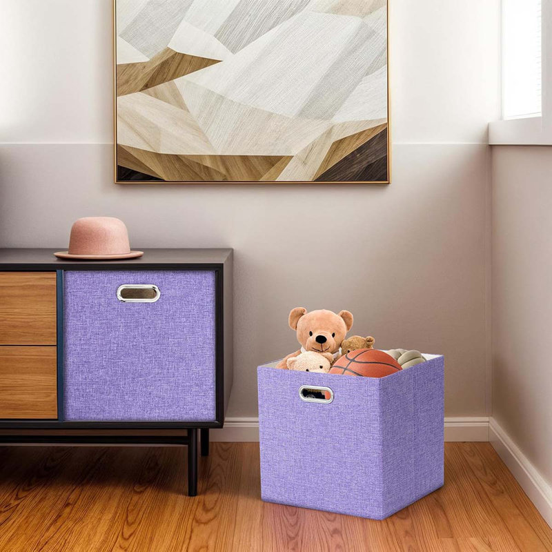 Foldable Cube Storage Bin Organizing Baskets Cubby Boxes Fabric Storage Cubes Organizer Bins With Handles For Organization Shelf Closet, Pack Of 4