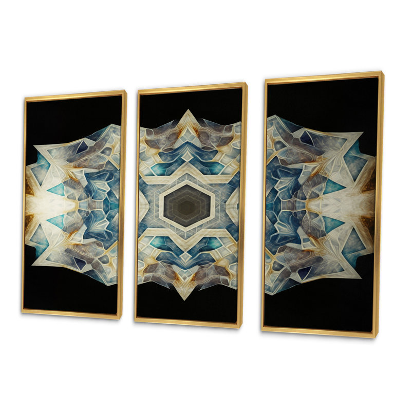 Sacrée géométrie dans des tons de couleurs rétro - impression sur toile 3 pièces, H 32 po x l 48 po x P 1 po