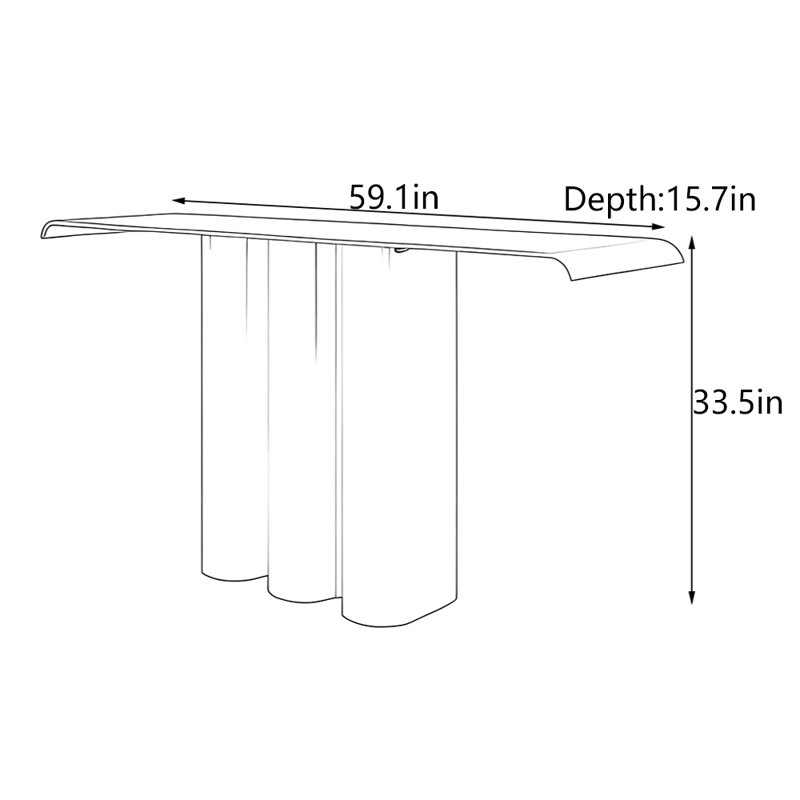 Console d'entrée de style nordique, H 33,5 po x l 59,1 po x P 15,7 po