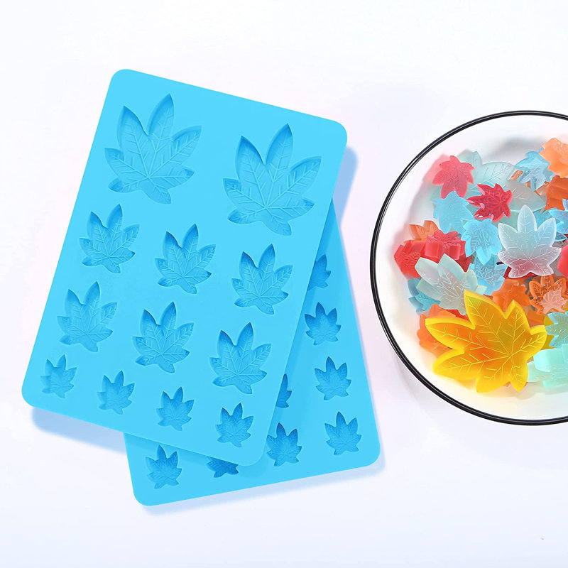Ensemble de 2 moules à bonbons en silicone feuille, Bleu