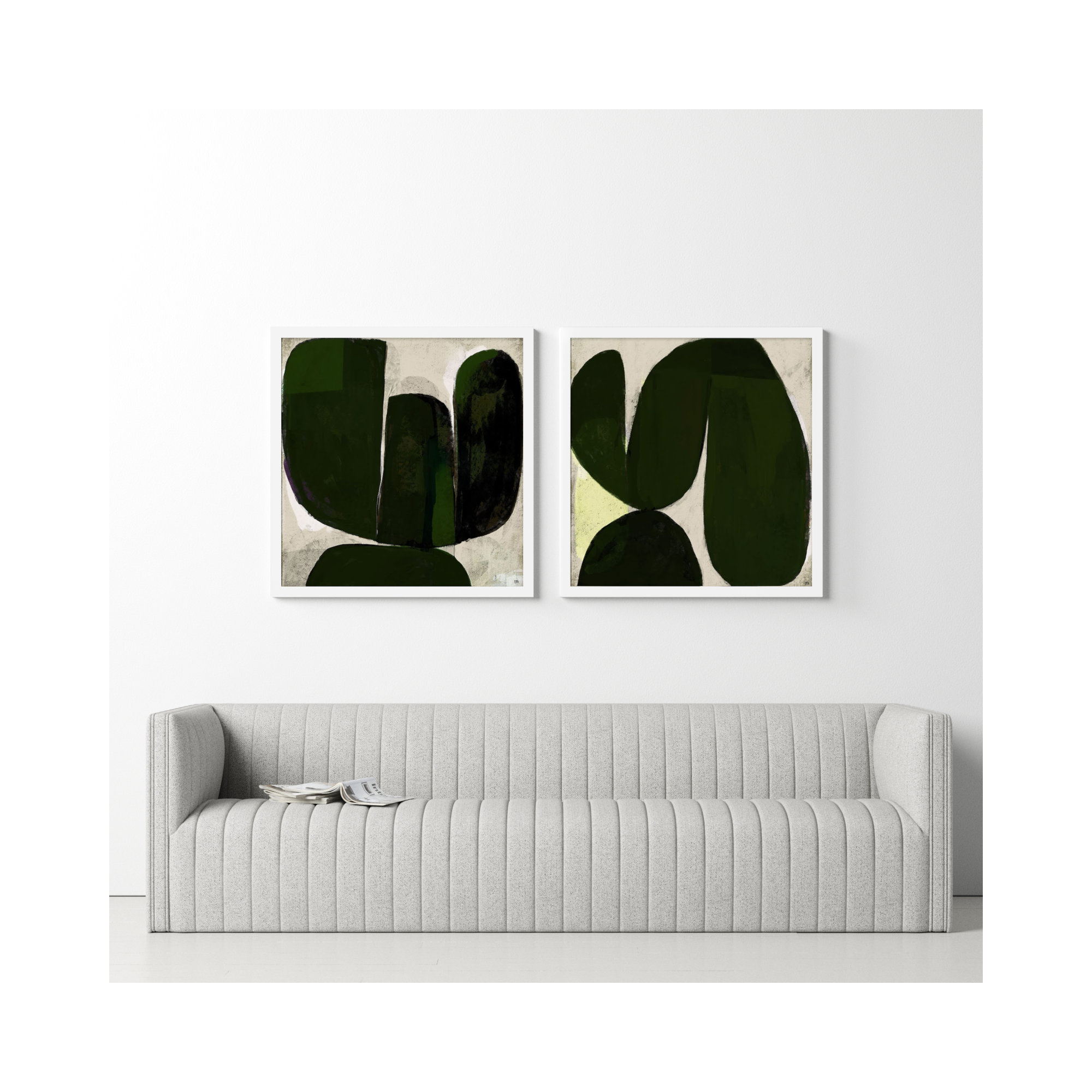 Succulent Set Of 2 by StudioM, White, 36" H x 36" W x 1.25" D