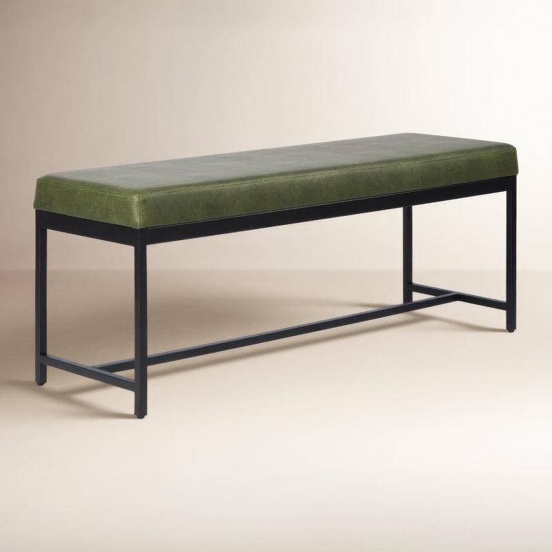 Alcott Faux Leather Upholstered Bench, Dark Green