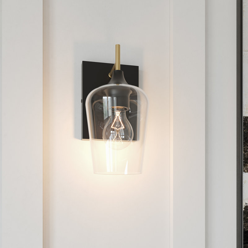 1 - Light Dimmable Armed Sconce, Matte Black