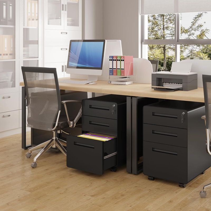3 Drawer Filing Cabinet, Black