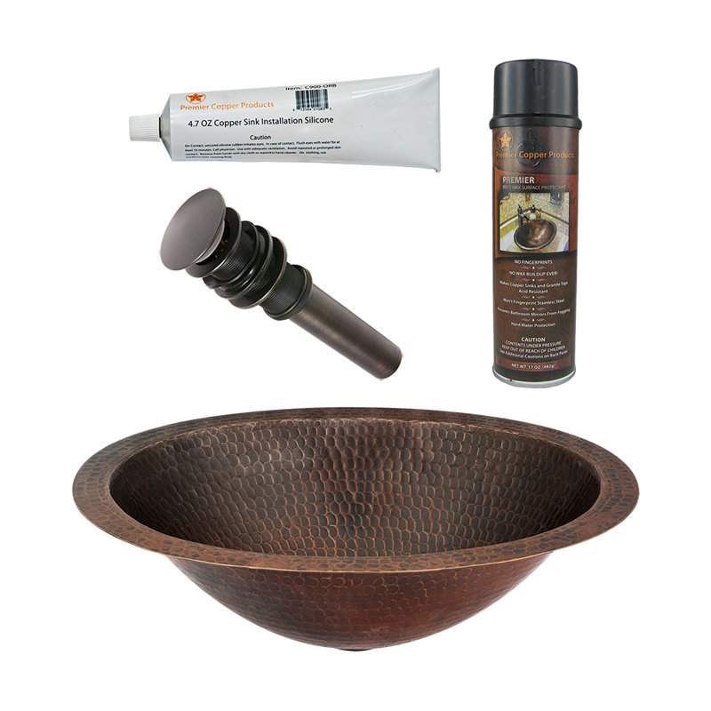 Premier Copper Products BSP5_LO15FDB-P Bathroom Sink And Drain Package
