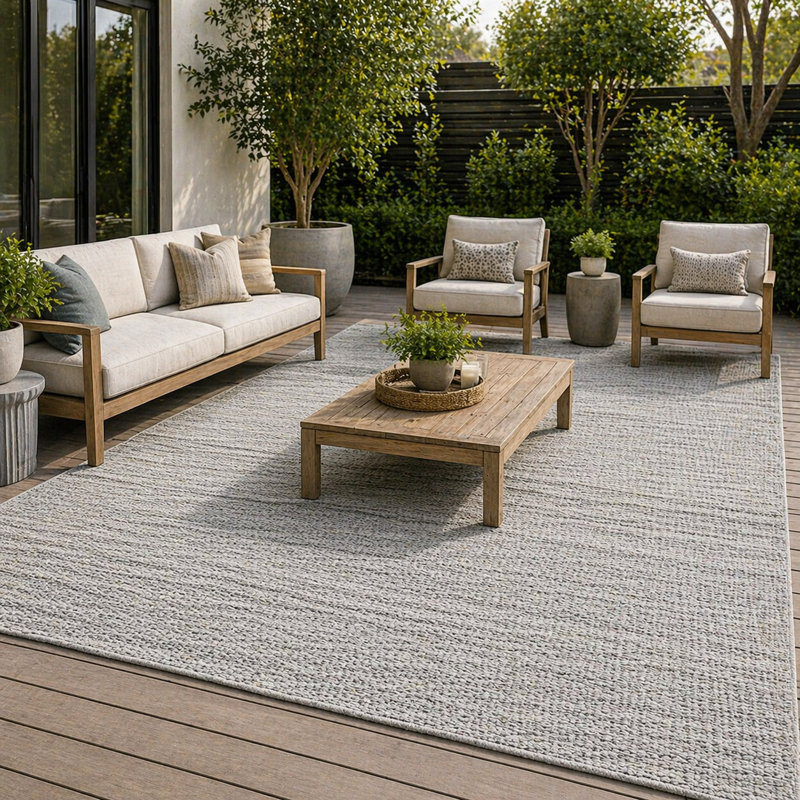 Tapis bleu ciel tissé à la main (extérieur) Atlantic, Rectangle de 5 pi x 8 pi