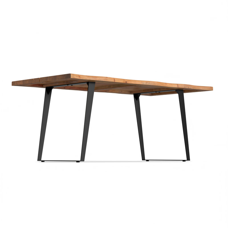 Delta 72'' Natural Acacia Wood Dining Table with Black Iron Legs