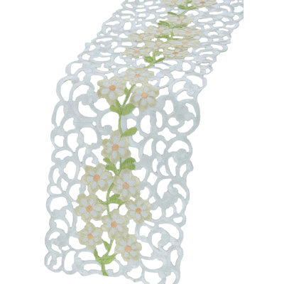 Spring Garden Embroidered Cutwork Table Runner