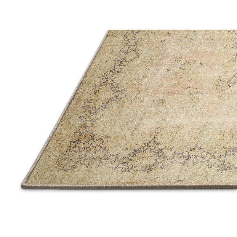 Tapis décoratif beige oriental Arlene, Rectangle 6 pi x 9 pi