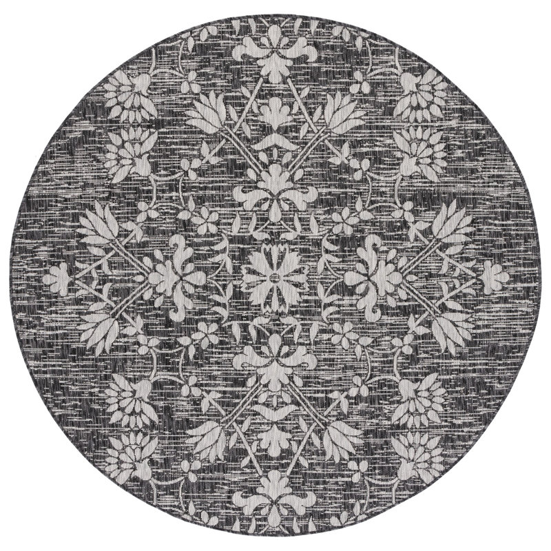 Amedee Performance Floral Indoor/Outdoor Area Rug, Round 6'7"