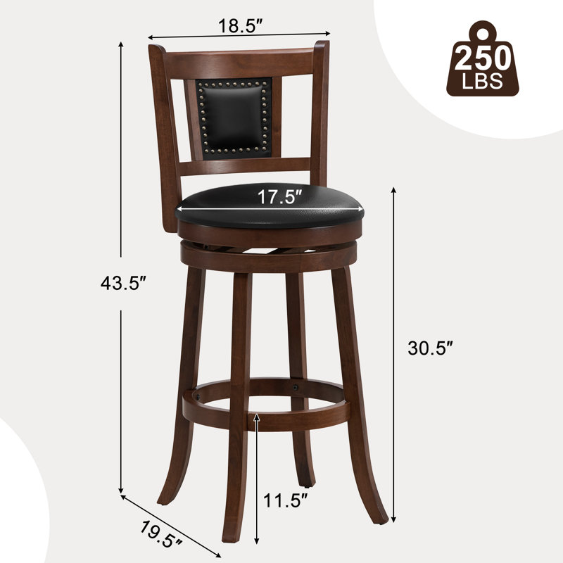 Acelee Swivel Upholstered Counter Stool with Solid Wood Frame, 4, Bar Stool (30.5” Seat Height)