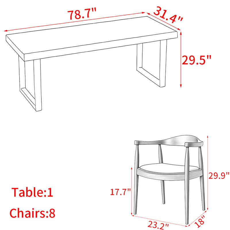 Nordic style iron and solid wood dining table set.