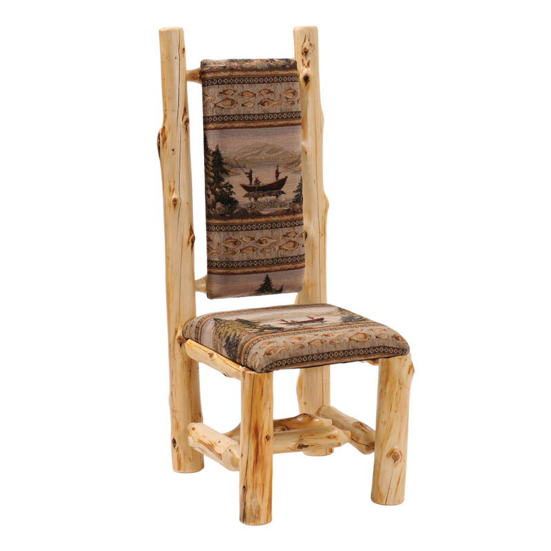 Chaise d'appoint rembourrée en cèdre à dossier haut Fireside Lodge - Naturel - Tissu standard