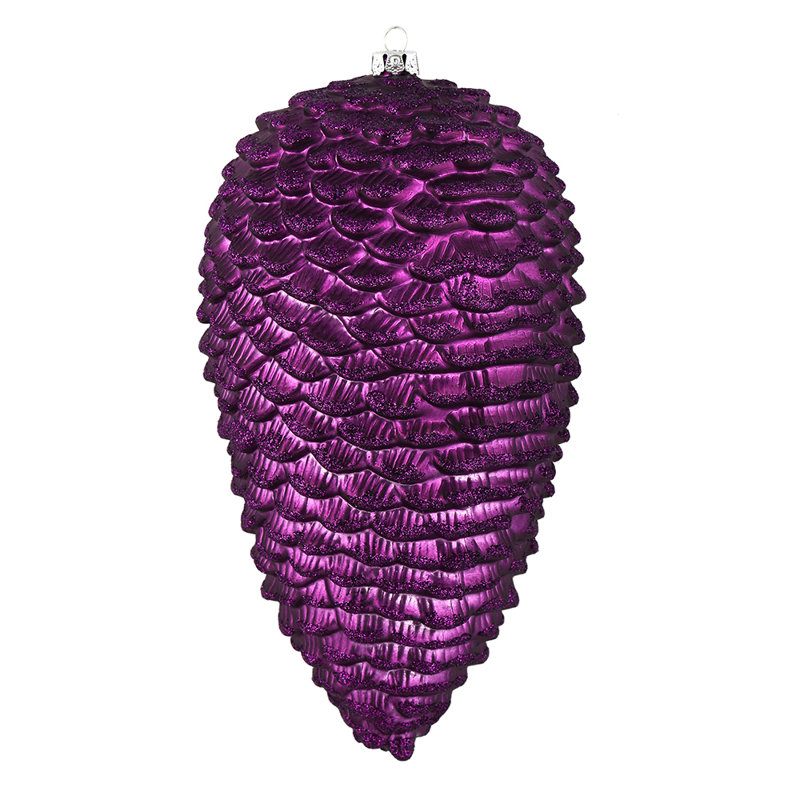 Matte Glitter Pinecone Christmas Ornament, Plum