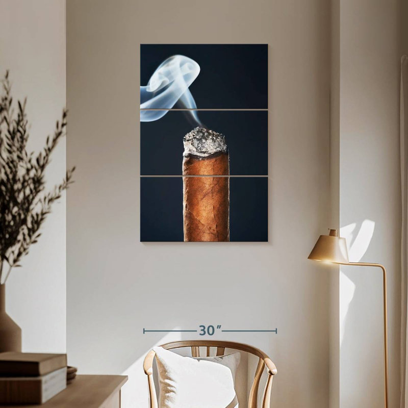 Senne brûlant un cigare de près, H 57 po x l 36 po
