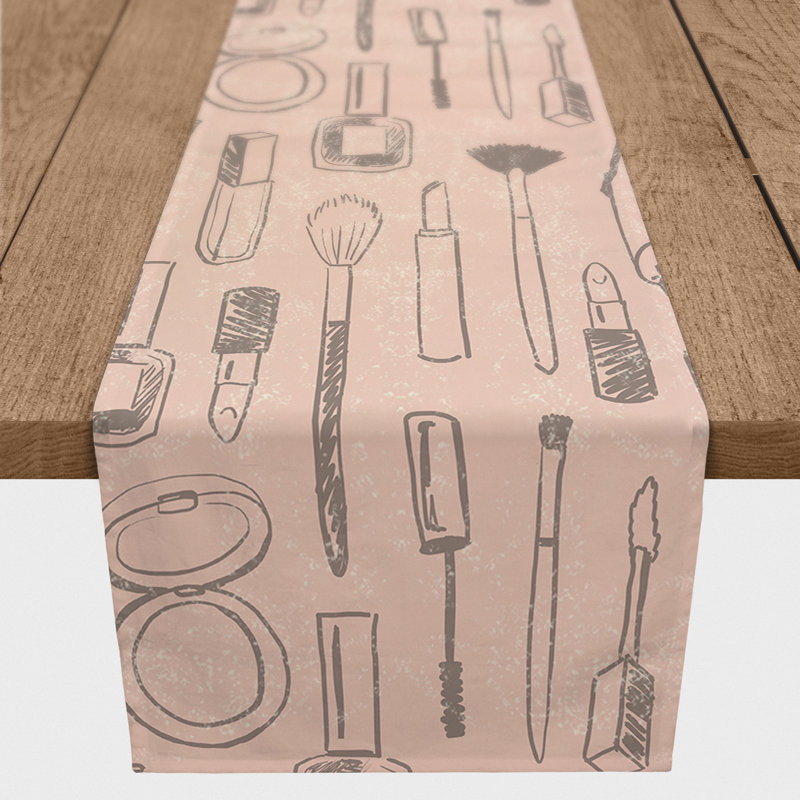 Chemin de table Dewaun, Gris / rose, L 90 po x l 16 po