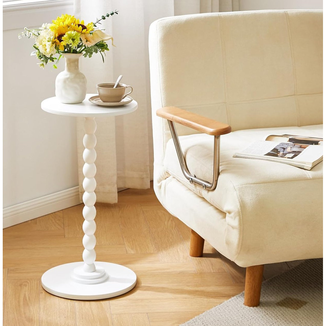 Round Solid Wood Leg Side Table, Small End Table for Living Room, Bedroom, Corner & Office