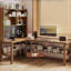 Bureaux en bois massif en L Burlywood-108600567-108600566