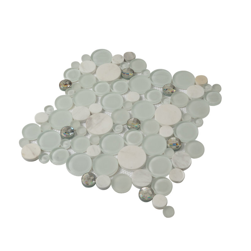 11.6"X11.6" Sparkly Glass And Stone Mosaic Tile
