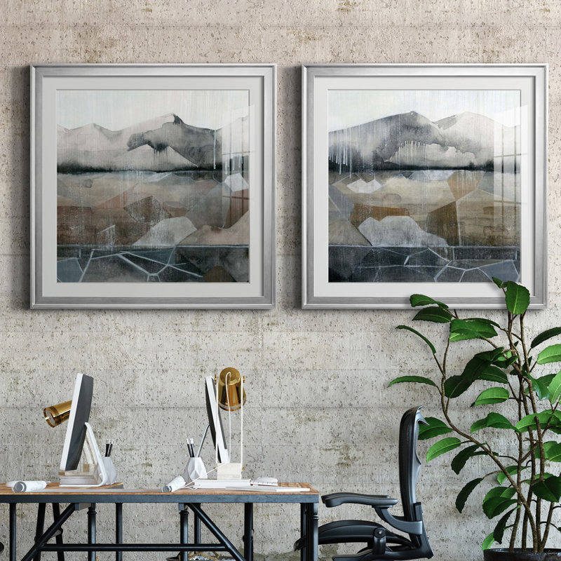 Valley Stormscape I - Valley Stormscape I - Ensemble de 2 cadres photo, H 26,5 po x l 53 po x P 1,5 po, Blanc