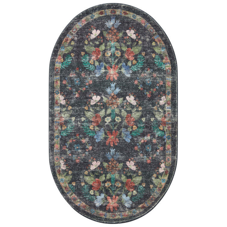 Rifle Paper Co. x Loloi Courtyard Charcoal Area Rug feat. CloudPile
