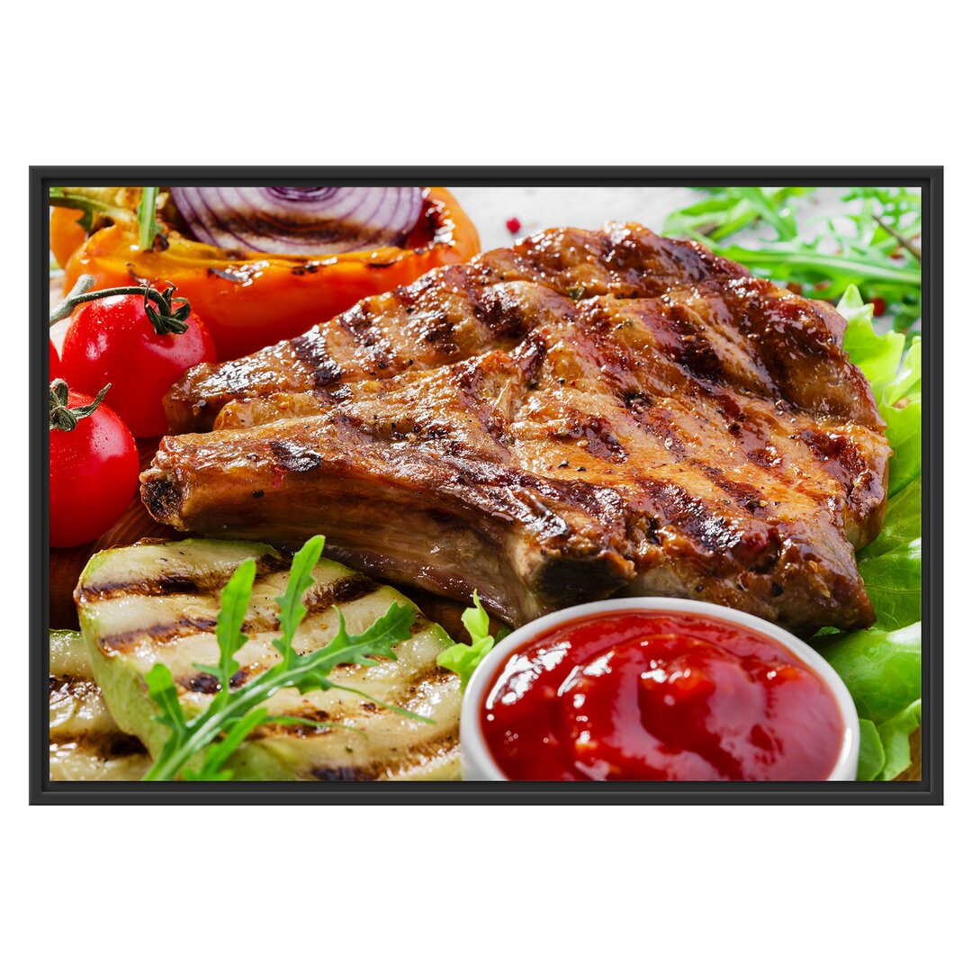 Gerahmtes Wandbild Gegrilltes Steak