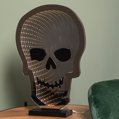 Light Up Halloween Skull Infinity Decoration With Warm White Leds