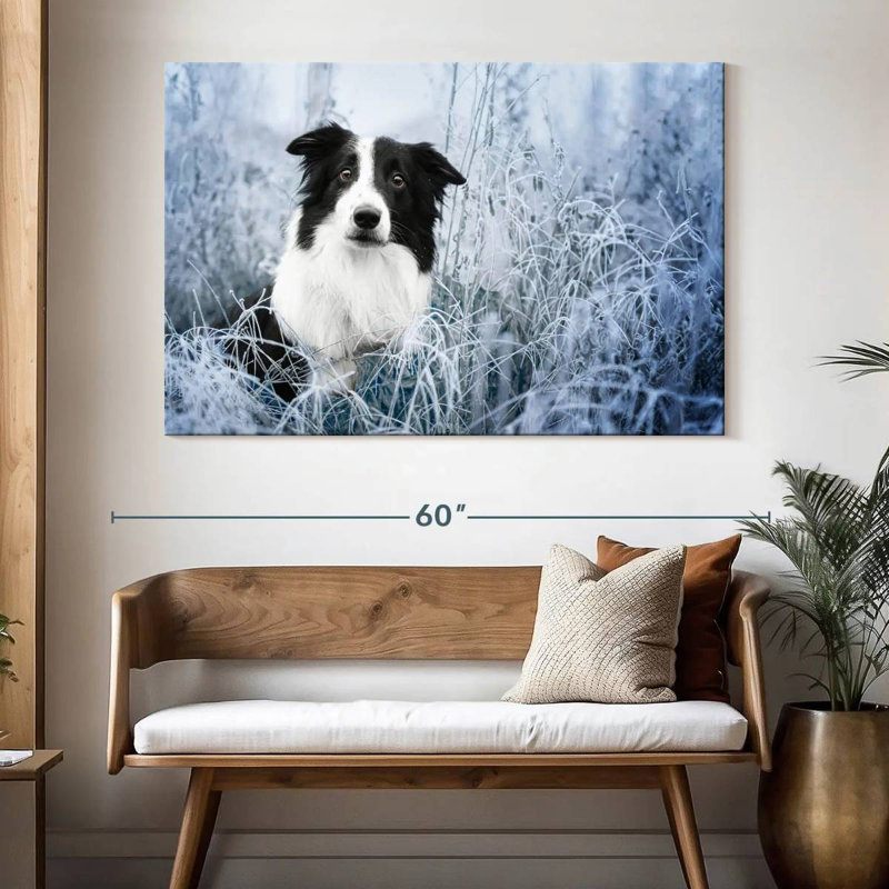 Winter Border Collie, 34" H x 51" W