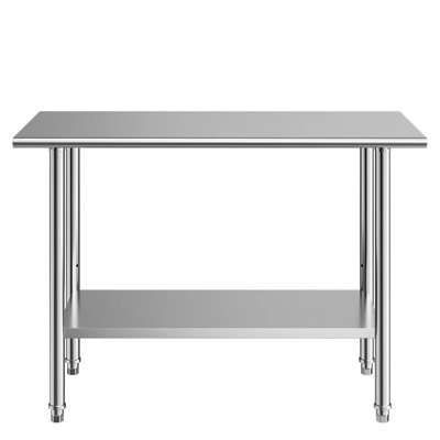 Table de travail en acier inoxydable, 61 x 183 cm, idéale pour la préparation des aliments. Poste de travail de cuisine professionnel avec tablette inférieure réglable. Table de travail robuste en métal, conçue pour les restaurants, les maisons, les hôtels, les garages et l'extérieur.
