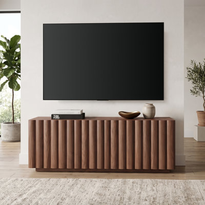 Olie Rectangular Fluted TV Stand for TV's up to 75" in Satin Walnut