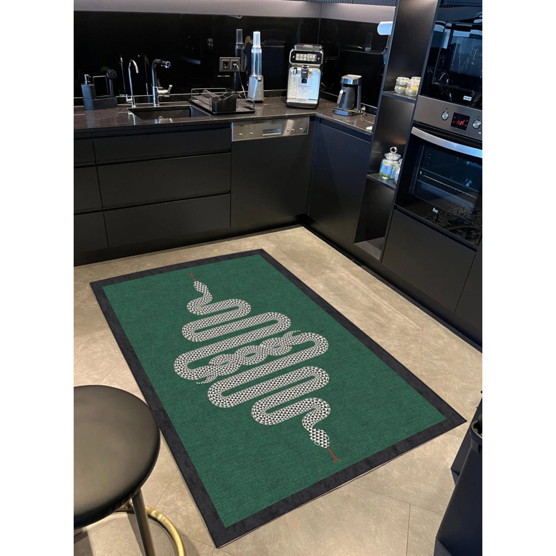 Tapis intérieur / extérieur en polypropylène tissé à la machine Saleth, Rectangle 5 pi x 8 pi 3 po