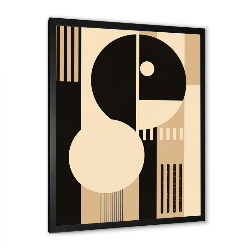 Essential Existance Circular Geometrics - Modern Geometric Wall Decor, H 20 po x l 12 po x P 1 po, Cadre simple noir