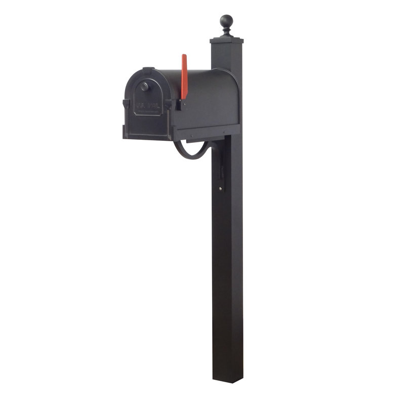 Savannah Aluminum Post Mounted Mailbox, Black