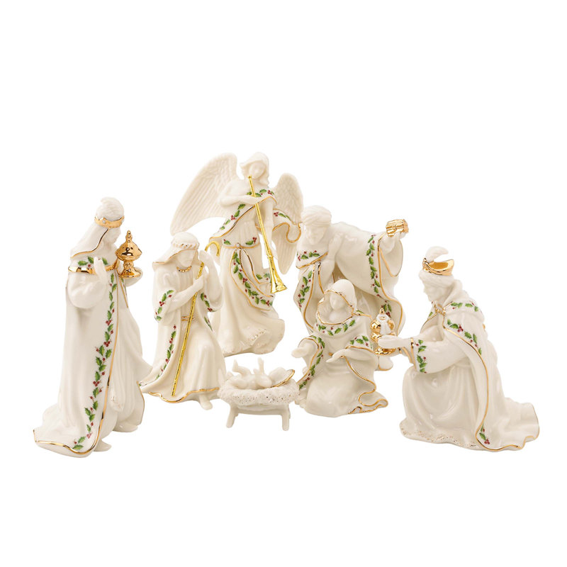 Ensemble de 7 figurines miniatures des fêtes pour crèche de Noël
