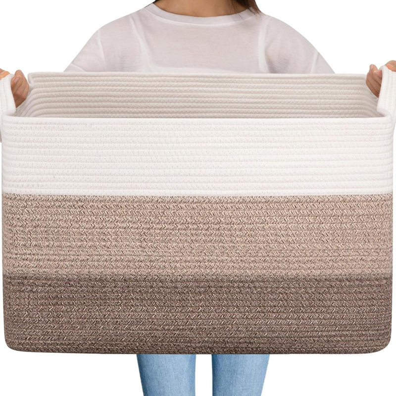 Blanket Basket,  Cotton Rope Woven Laundry Basket, Toy Bin For Baby Room, Container For Blanket Storage In Living Room