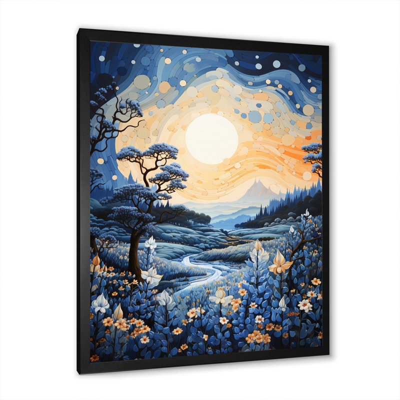 Bluebonnets Flower Blissful VI - Floral & Botanical Canvas Print, Cadre photo noir, H 20 po x l 12 po x P 1 po