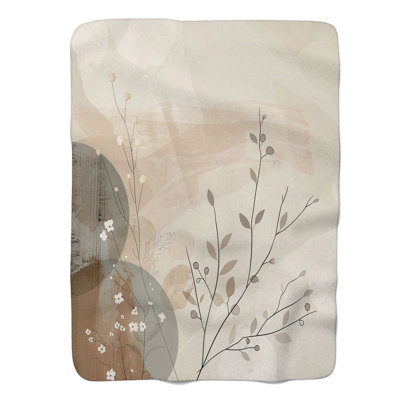 Boho Floral Wabi Sabi - 1 Piece Premium Sherpa Blanket