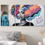 «The Head of a Woman Triptych Street Graffiti Series», ensemble de 3 reproductions sur toiles tendues-56497796