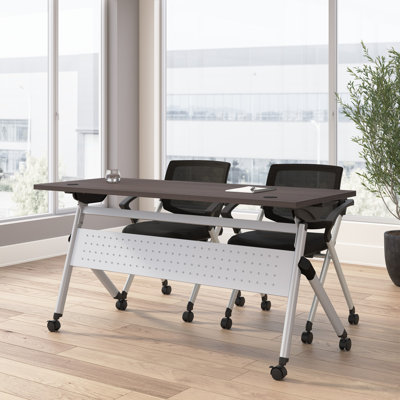 Bush Business Furniture Envision Training Table And 2 Folding Chairs With Arms