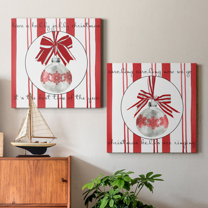 «Candy Cane Christmas I», ensemble de 2 reproductions sur toiles tendues, H 24 po x l 48 po x P 1 po