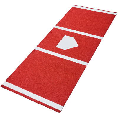 Tapis de baseball, tapis de cage de frappeur 10 x 3,8 pi, tapis de pelouse Batters Box, équipement de pratique de frappeur de balle molle avec plaque de base et gazon anti-décoloration, aide à l'entraînement portable pour l'intérieur et l'extérieur, rouge