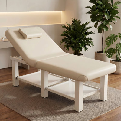 75" Professional Massage Table, Faux Leather Folding Table Backest Adjustable Beauty/Lash/Tattoo Table, Physical Therapy Table with Storage Shelf