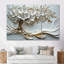 Cerisiers en fleurs blanc doré II - ensemble d'art mural cerisier en fleurs-107212441-107212446