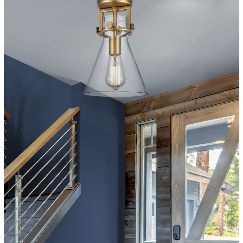 Borgen Glass Semi Flush Mount, Brushed Brass