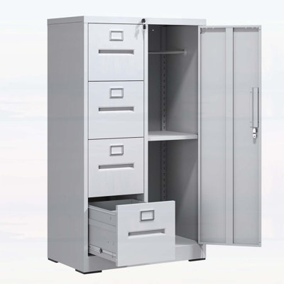 Classeur en métal durable avec serrure, 4 tiroirs et 1 porte pour le bureau et la maison