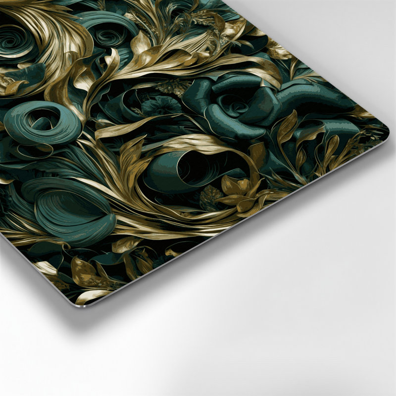 Art abstrait en métal vert 98 fleurs abstraites, H 32 po x l 32 po