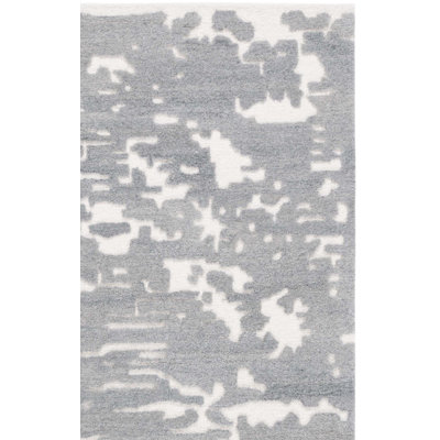 Hand Tufted Wool Cotton Abstract Rug in Ivory/Gray