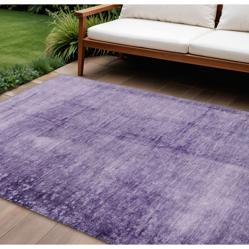 Tapis d'extérieur lavable abstrait mauve et ivoire 10 pi x 14 pi