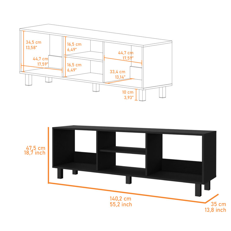 Stylish Living Room In Black Finish: Tv Rack And Coffee Table For Your Decor 2 Ensemble Black: A Cozy Space