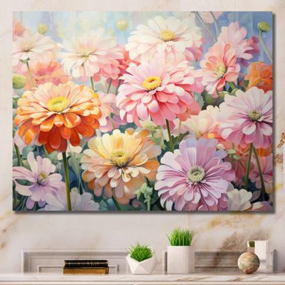 «Light Light Zinnias Romantic Impression II», reproduction sur toile